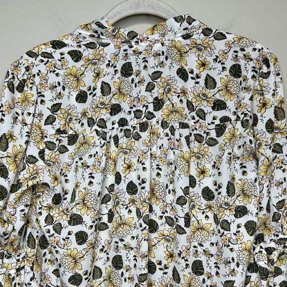 NWT Max Studio Floral Print Shirt Blouse Size XS Front Bow Ruffles - Picture 9 of 10